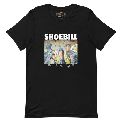 Black Premium Shoebill Tee featuring cool Shoebill graphic on the chest - Artsy/Funny Graphic Shoebill Stork Tees - Boozy Fox
