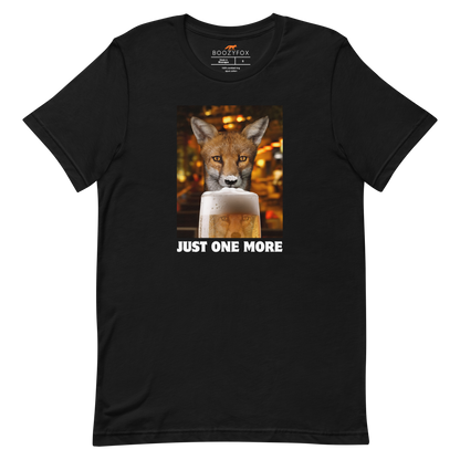 Funny Just One More Fox beer lightweight graphic t-shirt in black by Boozy Fox