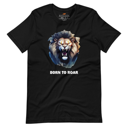 Funny Born to Roar Lion lightweight graphic tee in black by Boozy Fox