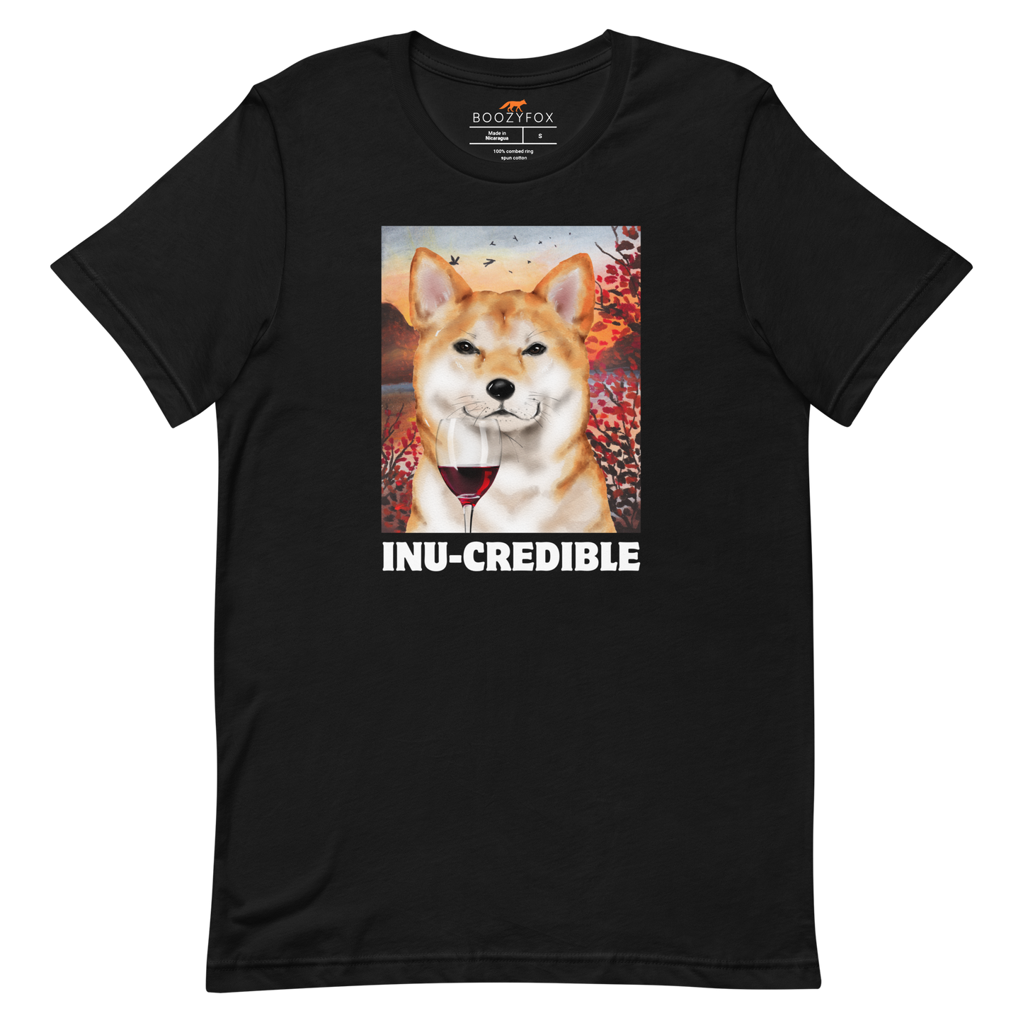 Funny Shiba Inu lightweight graphic tee in black by Boozy Fox