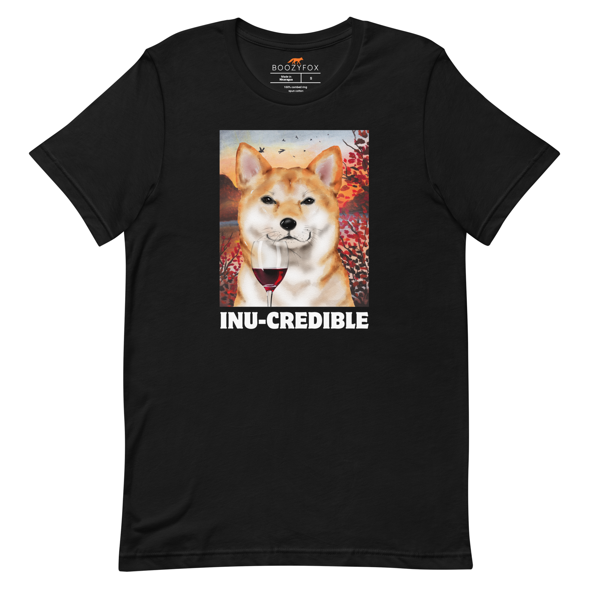 Funny Shiba Inu lightweight graphic tee in black by Boozy Fox