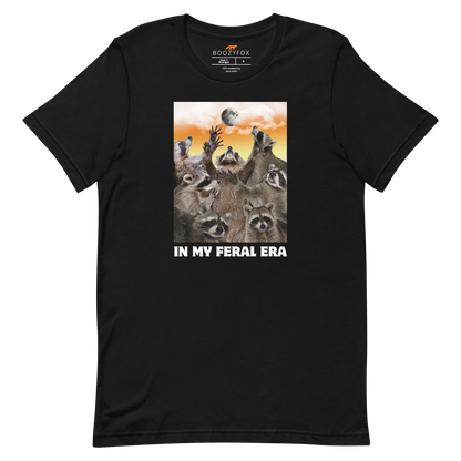 Funny In My Feral Era Raccoon lightweight graphic t-shirt in black by Boozy Fox