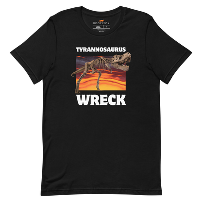 Funny Tyrannosaurus Wreck T-Rex Dinosaur lightweight graphic t-shirt in black by Boozy Fox