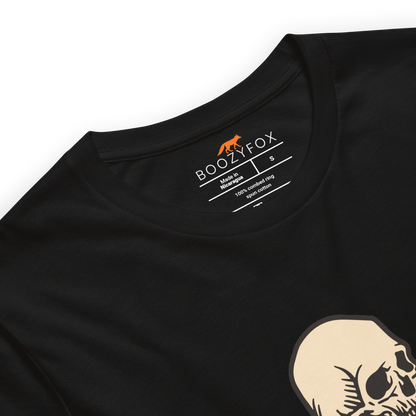 Product details of a black Skeleton Drinking Beer Tee - Boozy Fox