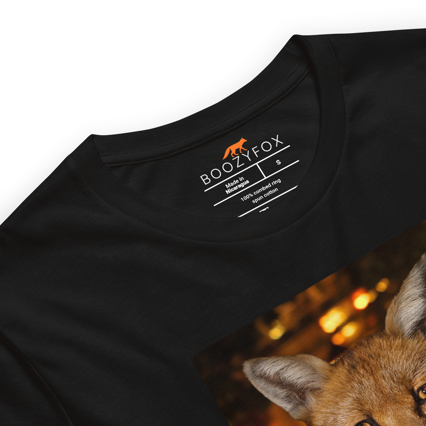 Product details of a Funny Just One More Fox beer lightweight graphic t-shirt in black by Boozy Fox