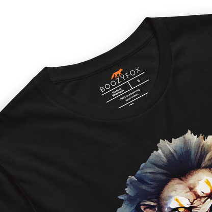 Product details of a Funny Born to Roar Lion lightweight graphic tee in black by Boozy Fox