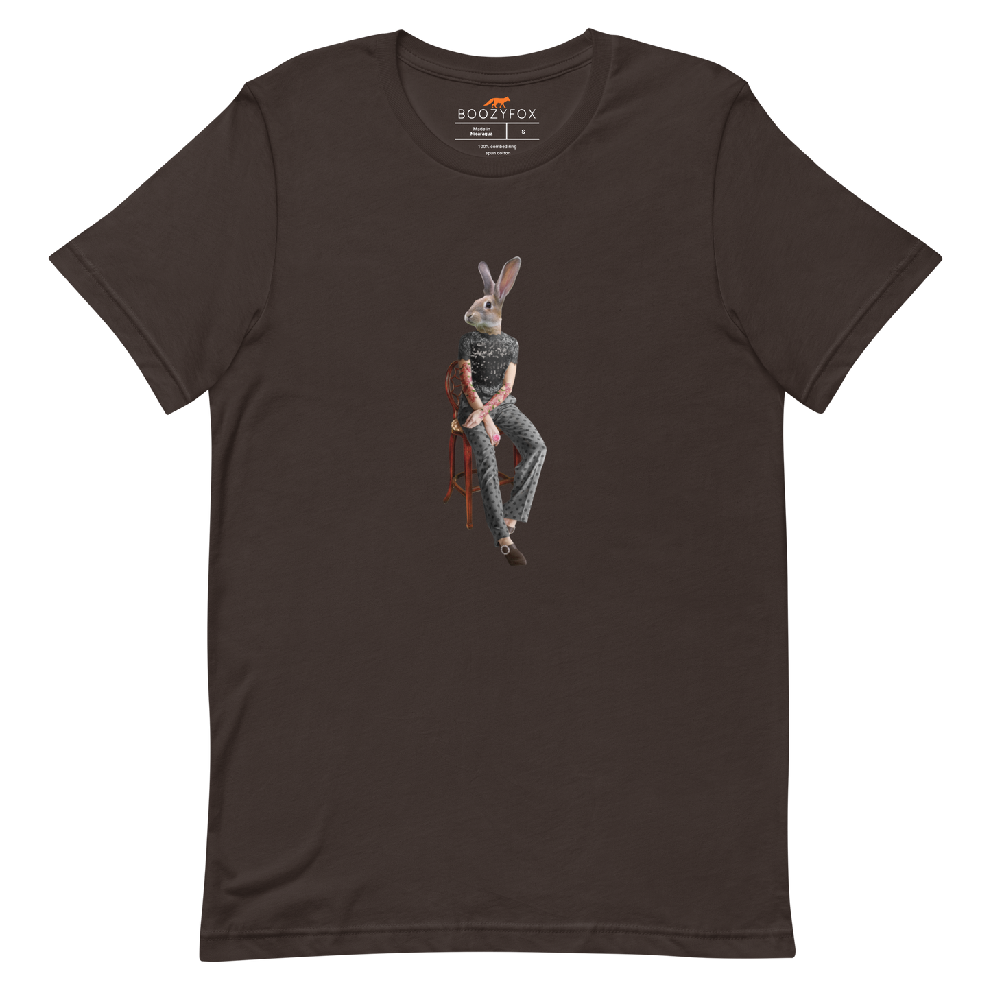 Anthropomorphic Rabbit Tee Online - Brown - Boozy Fox