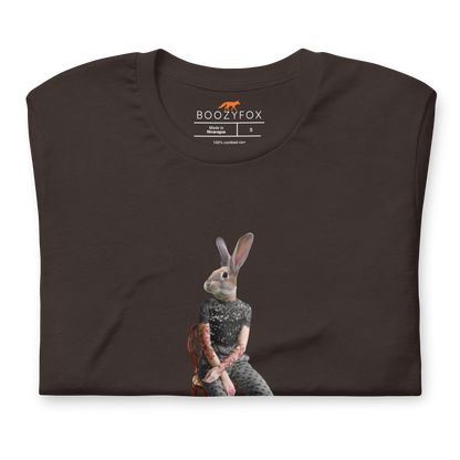 Front details of a Brown Anthropomorphic Rabbit Tee - Boozy Fox