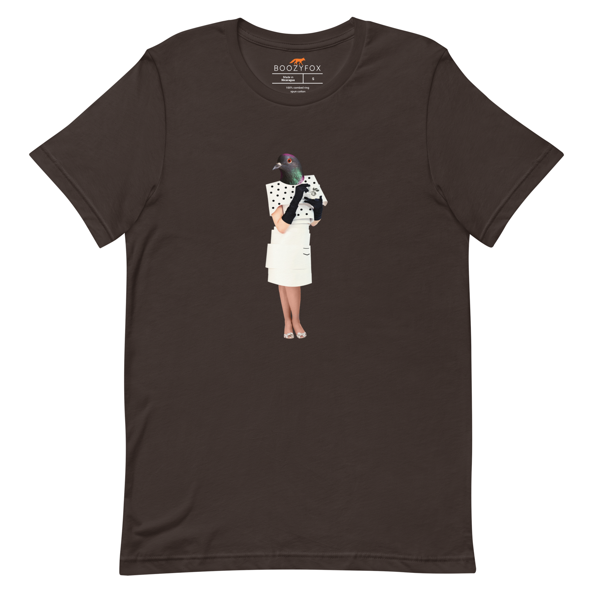 Anthropomorphic Pigeon Tee Online - Brown - Boozy Fox