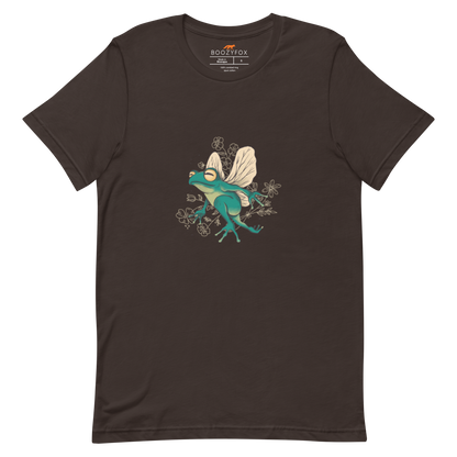 Brown Premium Frog T-Shirt featuring an adorable Fairy Frog graphic on the chest - Funny Graphic Frog Tees - Boozy Fox