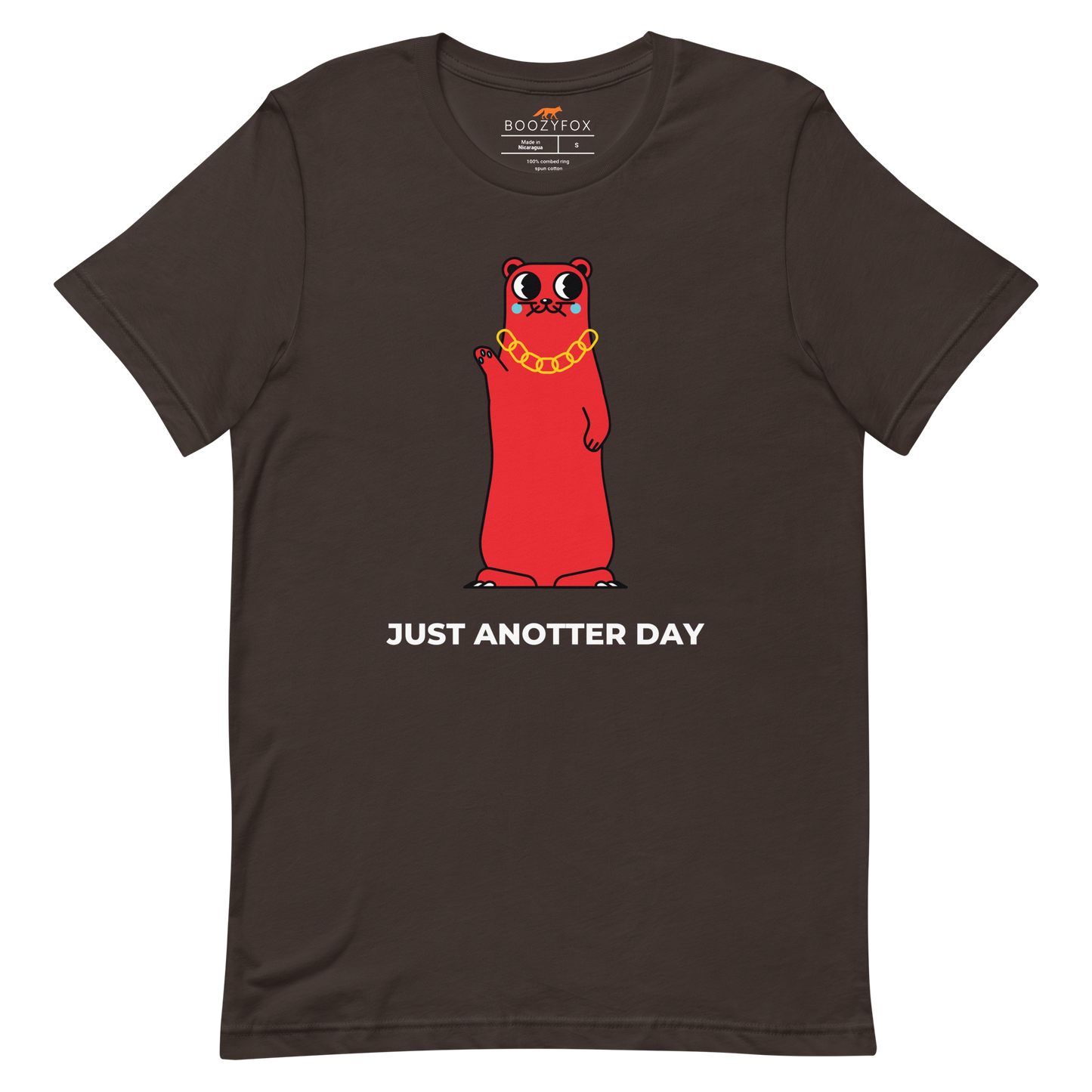Brown Premium Otter T-Shirt featuring a Just Anotter Day graphic on the chest - Funny Graphic Otter Tees - Boozy Fox