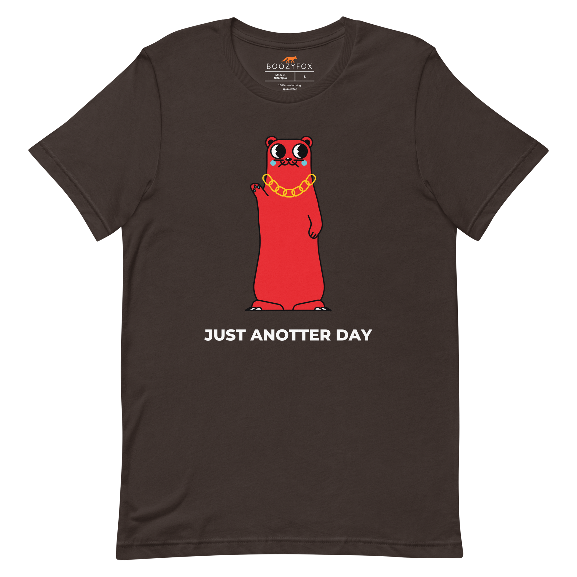 Brown Premium Otter T-Shirt featuring a Just Anotter Day graphic on the chest - Funny Graphic Otter Tees - Boozy Fox