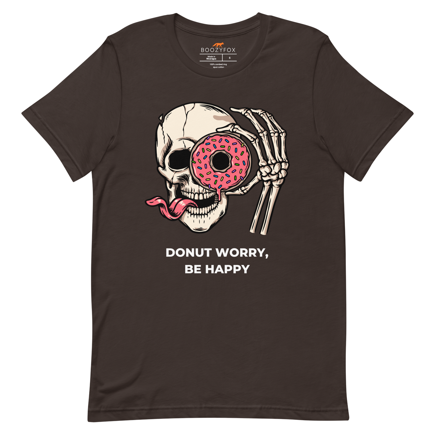 Donut Worry Be Happy Tee Online - Brown - Boozy Fox