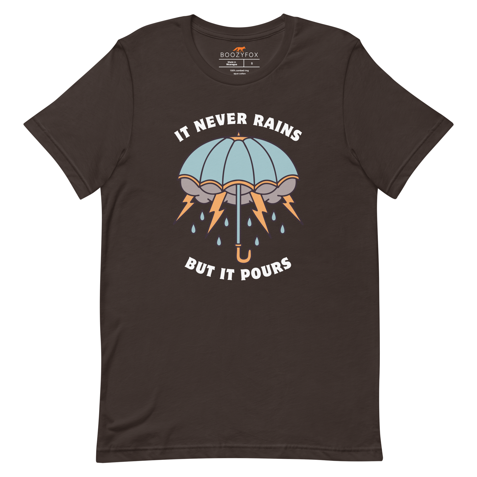 It Never Rains But It Pours Tee Online - Brown - Boozy Fox