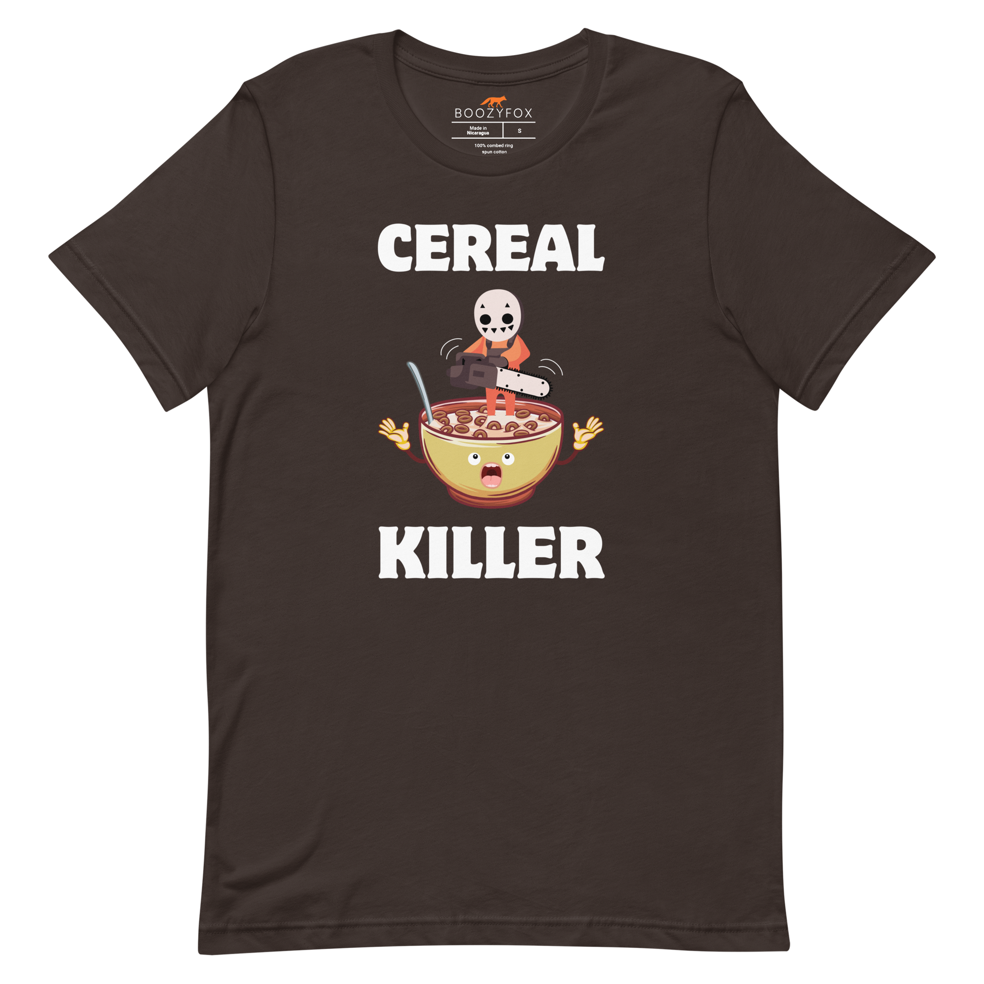 Brown Premium Cereal Killer Tee featuring a Cereal Killer graphic on the chest - Funny Graphic Tees - Boozy Fox