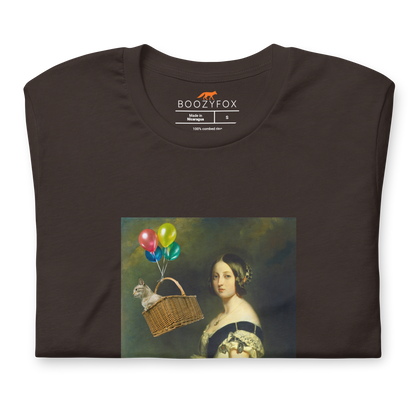 Front details of a brown Young Queen Victoria Premium Tee - Boozy Fox