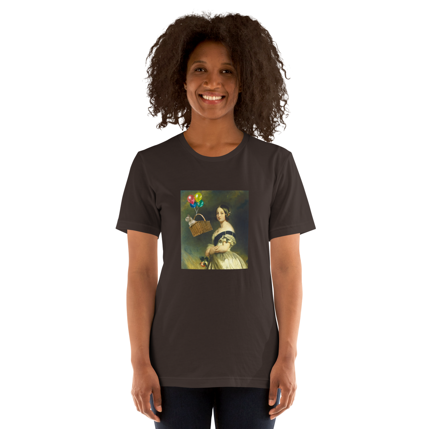 Woman wearing a brown Young Queen Victoria Premium Tee - Boozy Fox