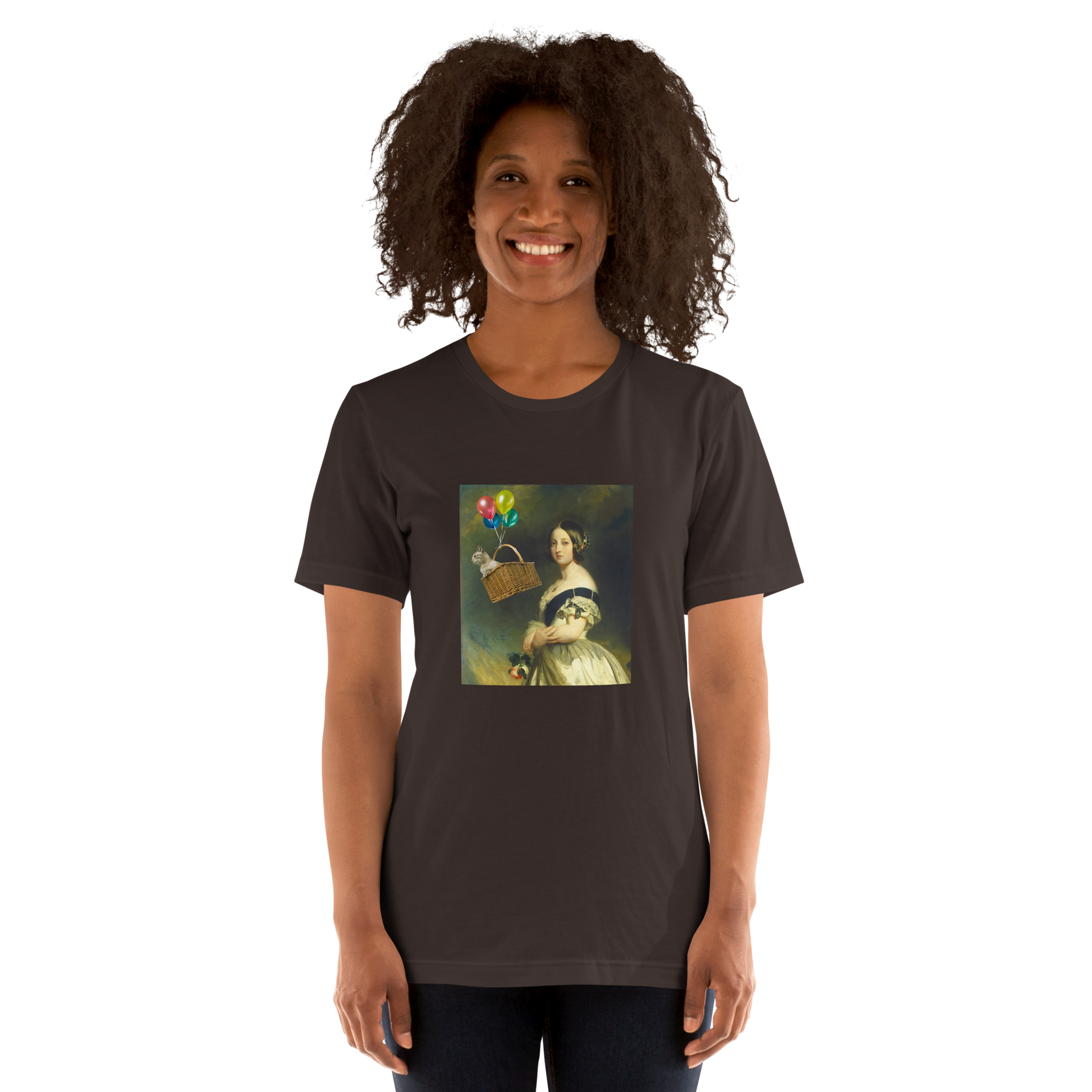 Woman wearing a brown Young Queen Victoria Premium Tee - Boozy Fox