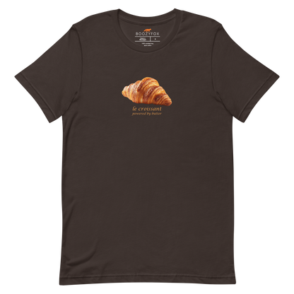 Funny Le Croissant lightweight graphic tee in brown by Boozy Fox