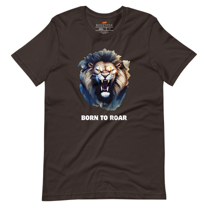 Funny Born to Roar Lion lightweight graphic tee in brown by Boozy Fox