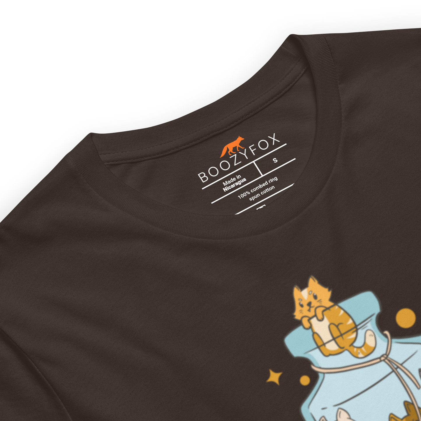 Product details of a Funny Purrscription: Anti-depressants Cat lightweight graphic tee in brown by Boozy Fox