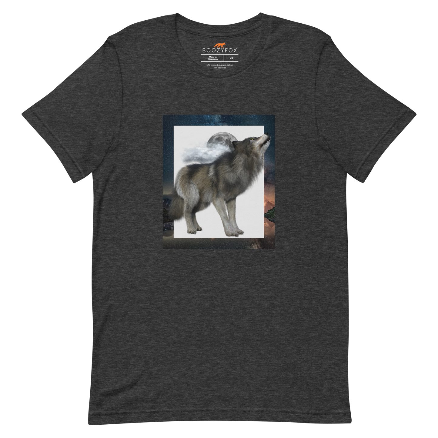 Dark Grey Heather Wolf Premium T-Shirt - Wolf Graphic T-Shirts - Boozy Fox