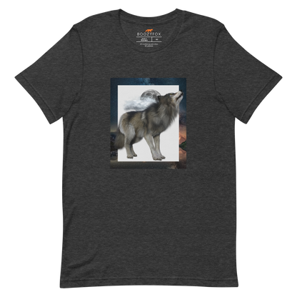 Dark Grey Heather Wolf Premium T-Shirt - Wolf Graphic T-Shirts - Boozy Fox