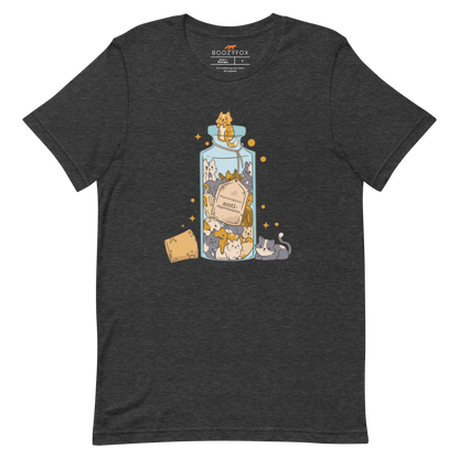Dark Grey Heather Premium Cat T-Shirt featuring a funny Anti-Depressants graphic on the chest - Cute Graphic Cat Tees - Boozy Fox