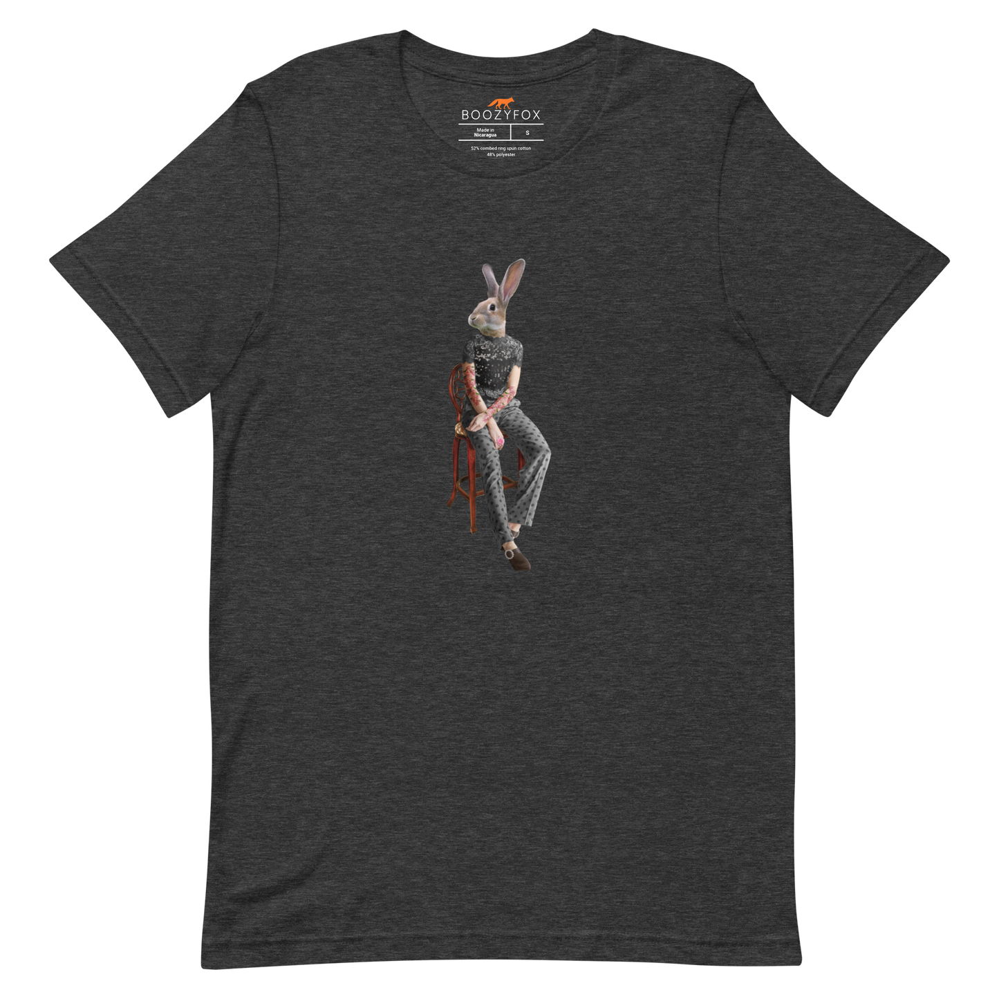 Anthropomorphic Rabbit Tee Online - Dark Grey Heather - Boozy Fox