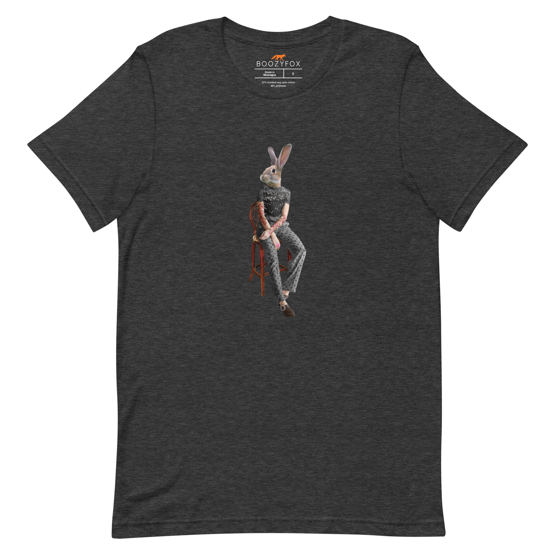 Anthropomorphic Rabbit Tee Online - Dark Grey Heather - Boozy Fox