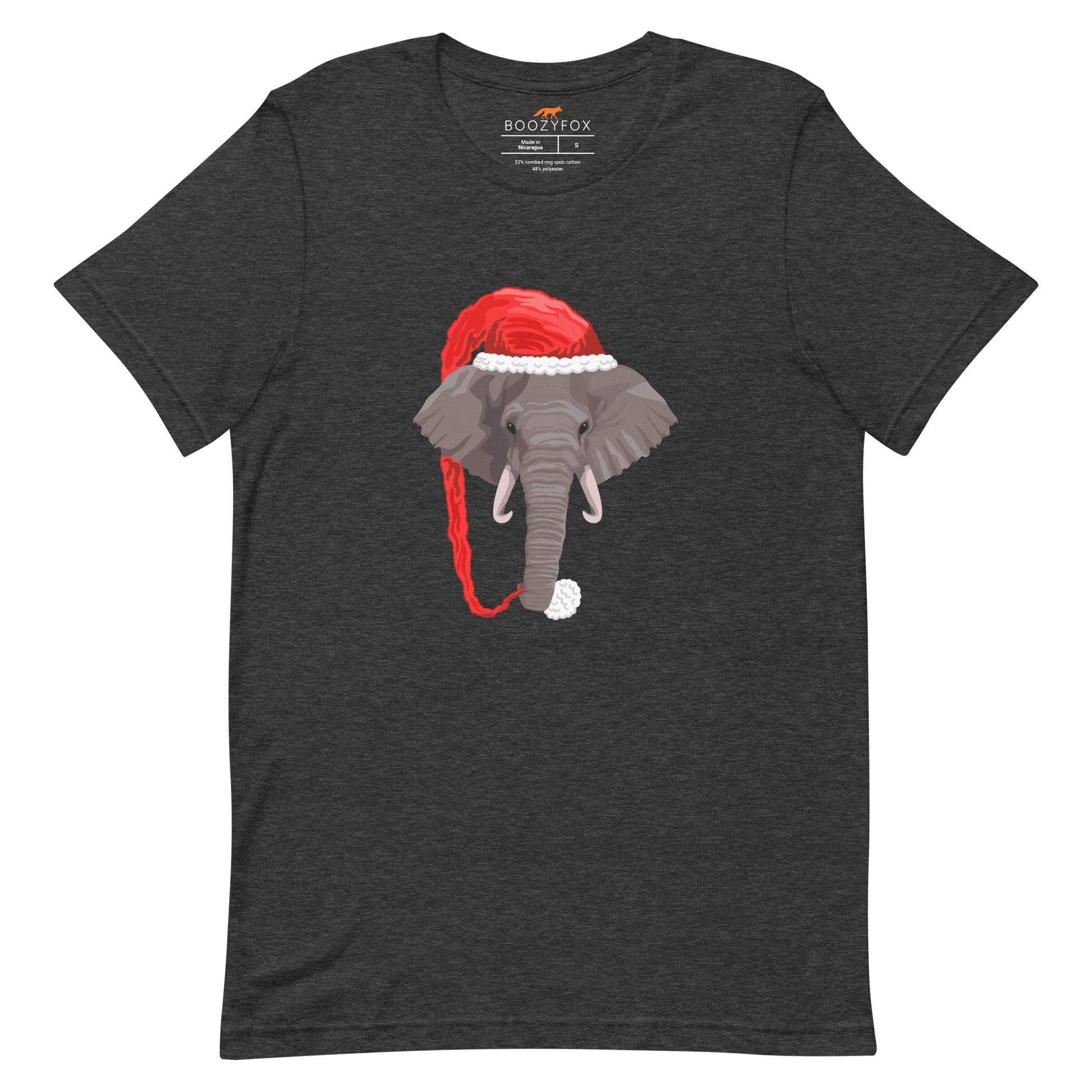 Christmas Elephant Tee Online - Dark Grey Heather - Boozy Fox