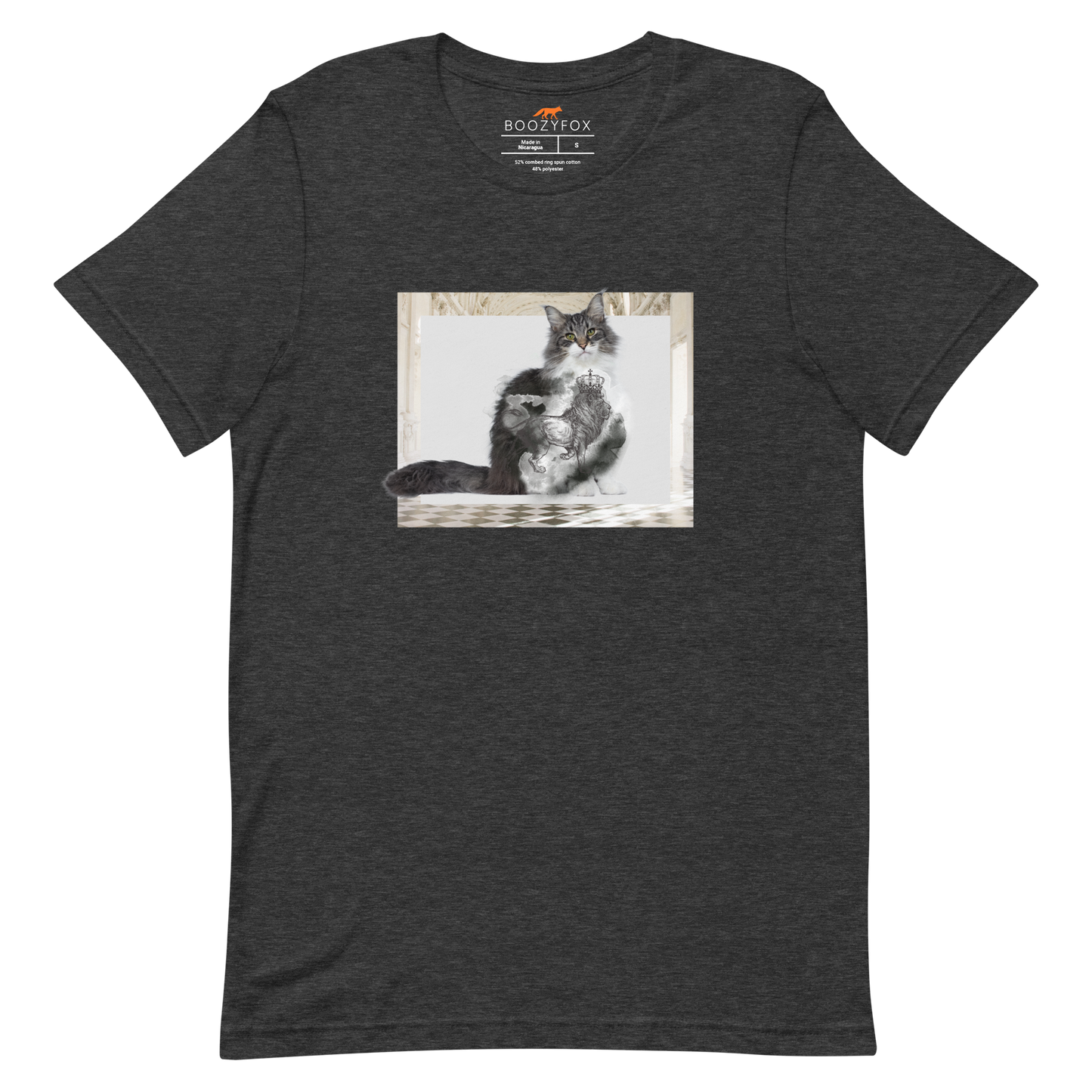 Royal Cat Tee Online - Dark Grey Heather - Boozy Fox