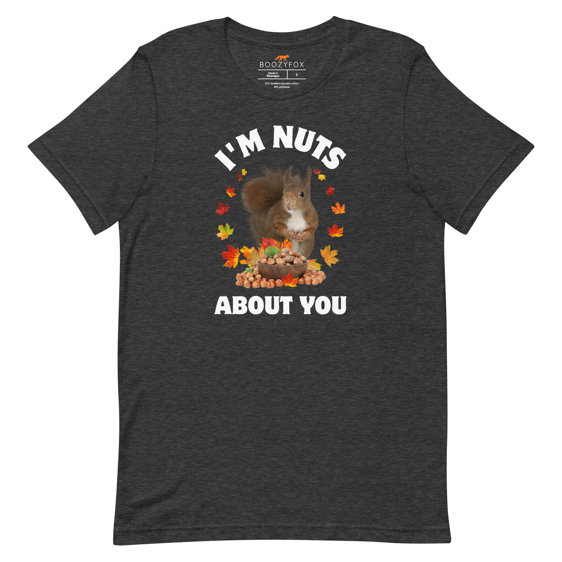 I’m Nuts About You Squirrel Tee Online - Dark Grey Heather - Boozy Fox