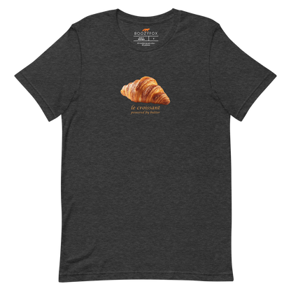 Funny Le Croissant lightweight graphic tee in dark grey heather by Boozy Fox