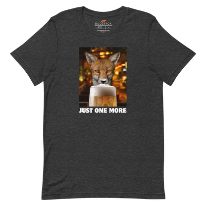 Funny Just One More Fox beer lightweight graphic t-shirt in dark grey heather by Boozy Fox