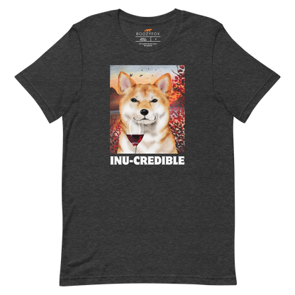 Funny Shiba Inu lightweight graphic tee in dark grey heather by Boozy Fox