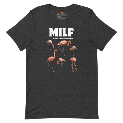 Funny Man I Love Flamingos lightweight graphic tee in dark grey heather by Boozy Fox