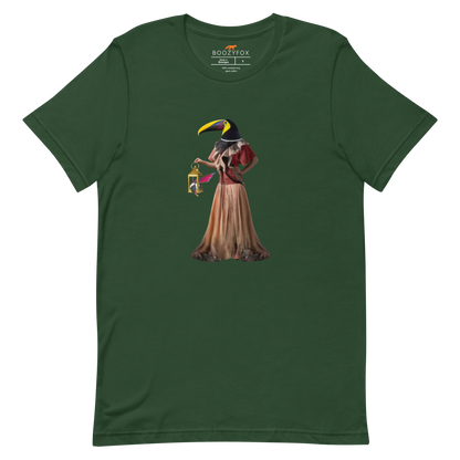 Forest Green Premium Toucan T-Shirt featuring an Anthropomorphic Toucan graphic on the chest - Funny Graphic Toucan Tees - Boozy Fox