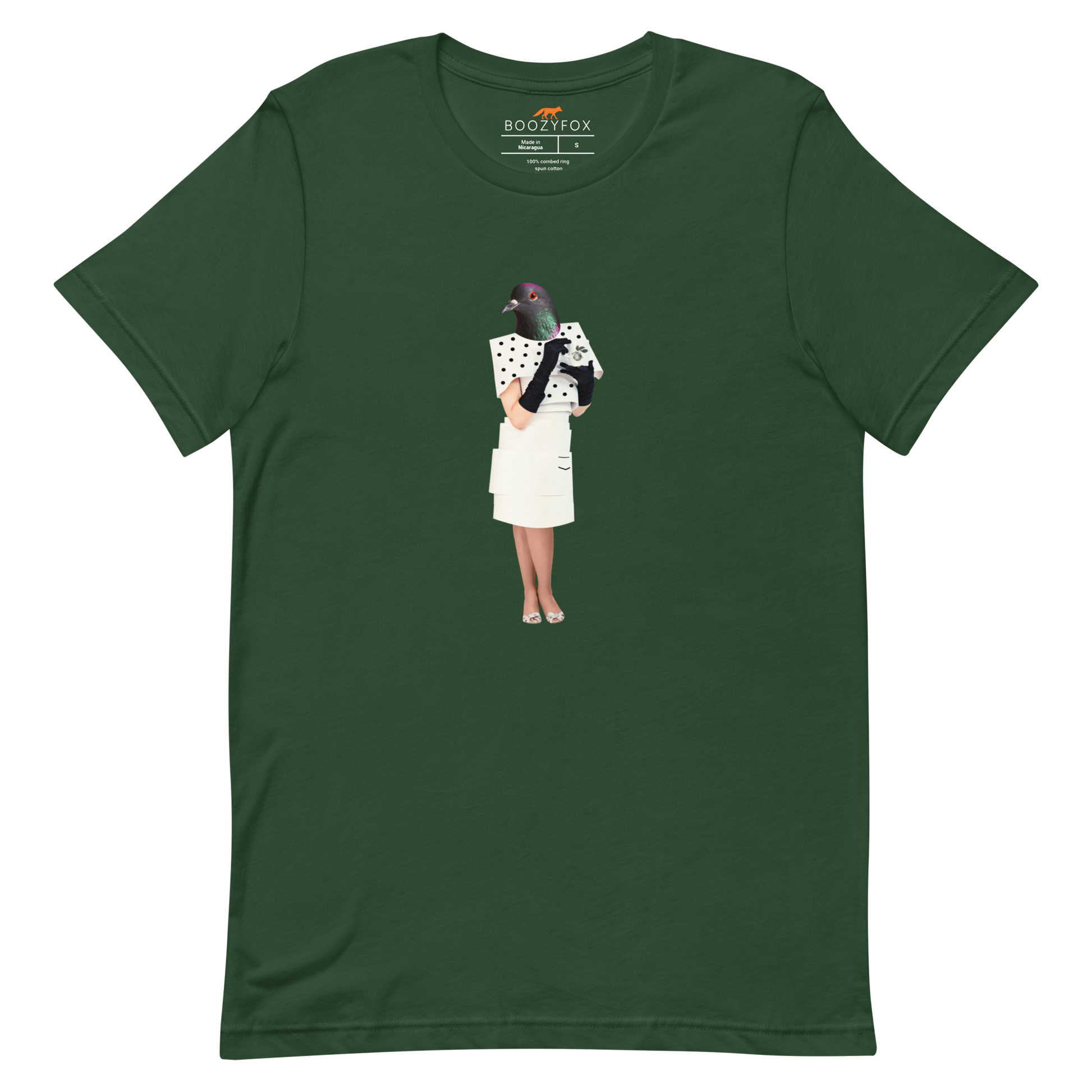 Anthropomorphic Pigeon Tee Online - Forest Green - Boozy Fox