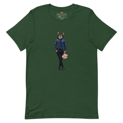 Forest Green Premium Dog T-Shirt featuring an Anthropomorphic Dog graphic on the chest - Funny Graphic Dog Tees - Boozy Fox