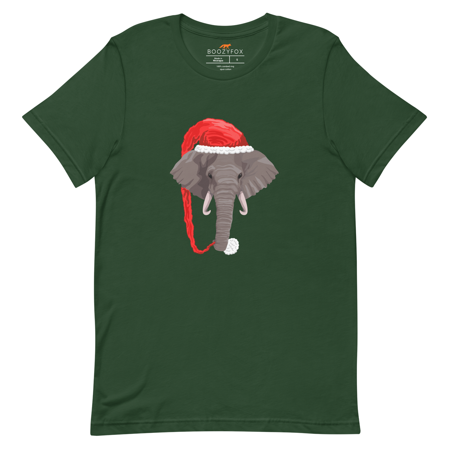 Christmas Elephant Tee Online - Forest Green - Boozy Fox