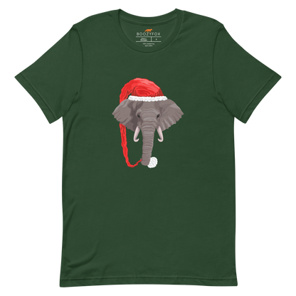 Christmas Elephant Tee Online - Forest Green - Boozy Fox