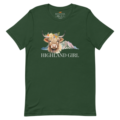 Highland Cow Tee Shirt Women's Online - Forest Green - Boozy Fox