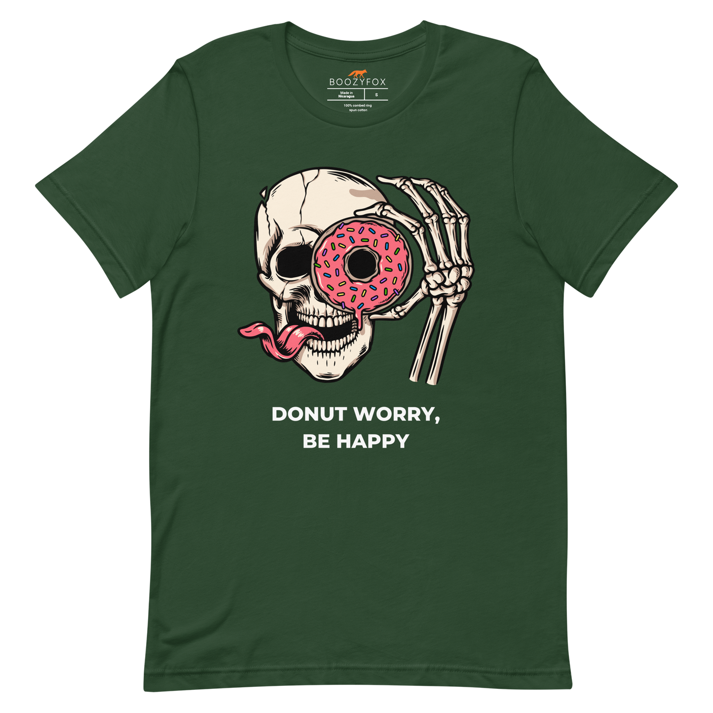 Donut Worry Be Happy Tee Online - Forest Green - Boozy Fox