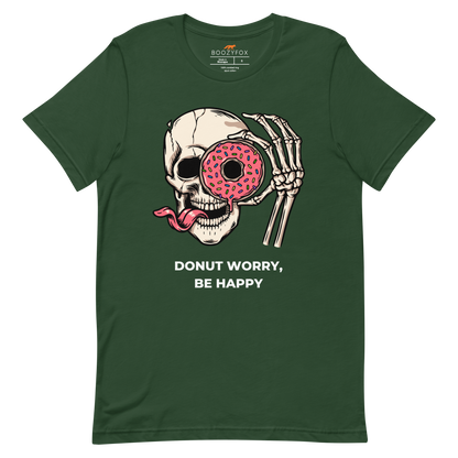 Donut Worry Be Happy Tee Online - Forest Green - Boozy Fox