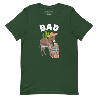 Forest Green Premium Donkey Tee featuring a Funny Bad Ass Donkey graphic on the chest - Funny Graphic Bad Ass Donkey Tees - Boozy Fox