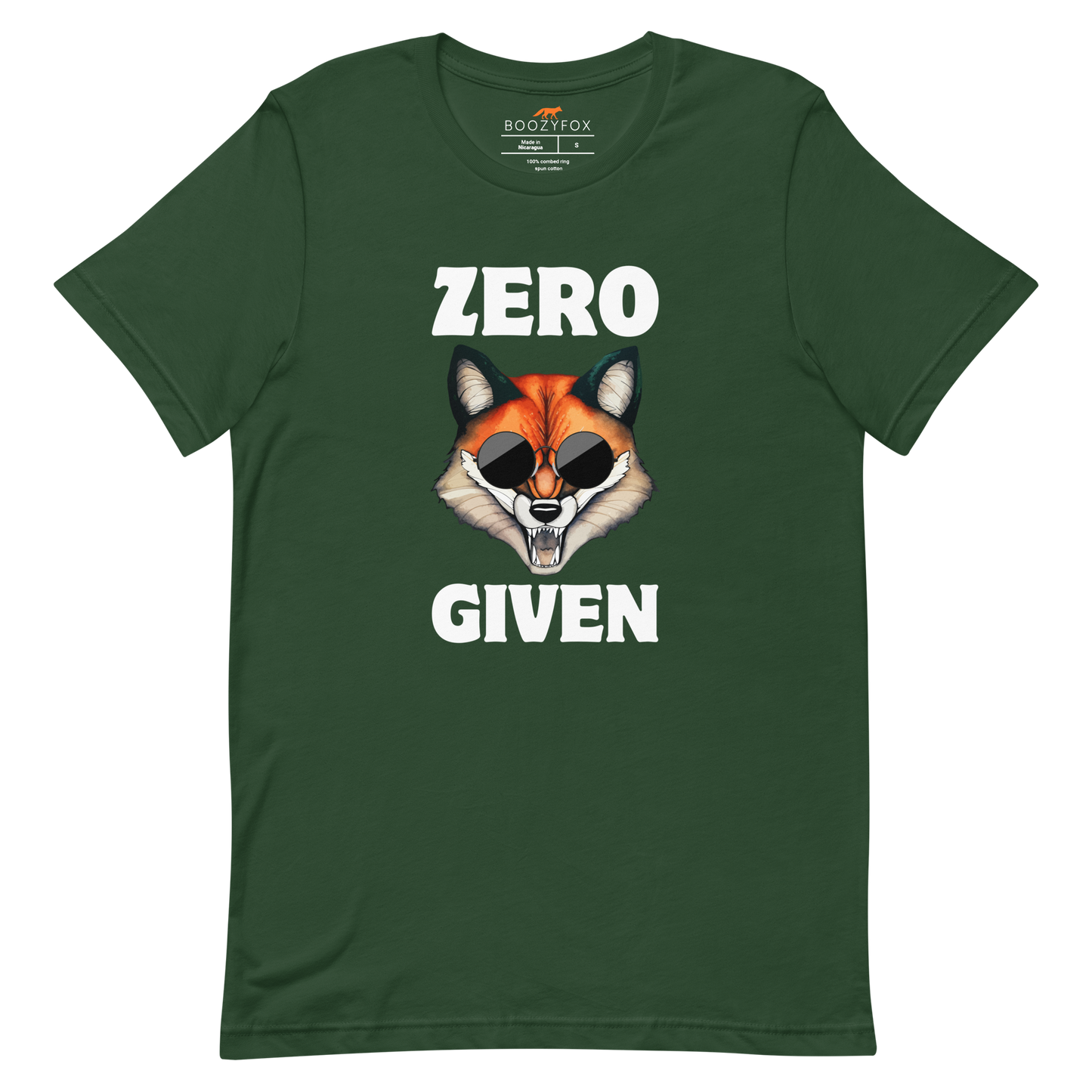 Forest Green Premium Fox Tee featuring a Zero Fox Given graphic on the chest - Funny Graphic Fox Tees - Boozy Fox