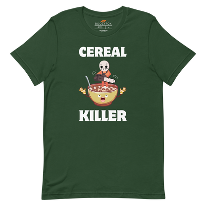 Forest Green Premium Cereal Killer Tee featuring a Cereal Killer graphic on the chest - Funny Graphic Tees - Boozy Fox