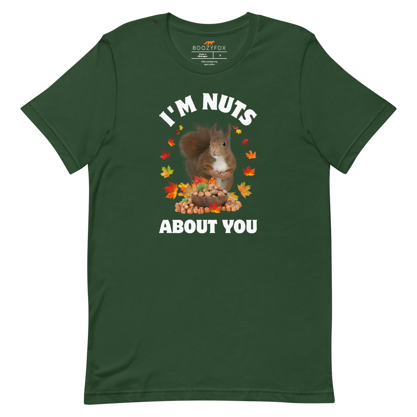 I’m Nuts About You Squirrel Tee Online - Forest Green - Boozy Fox