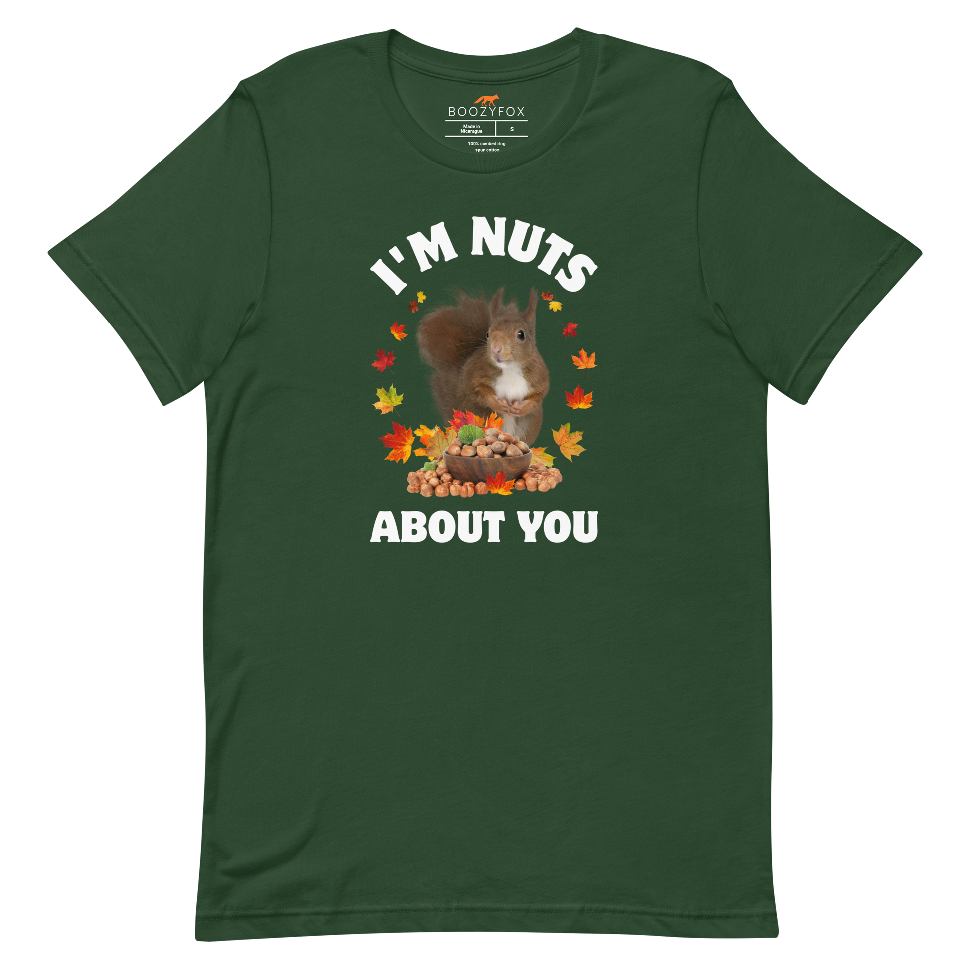 I’m Nuts About You Squirrel Tee Online - Forest Green - Boozy Fox